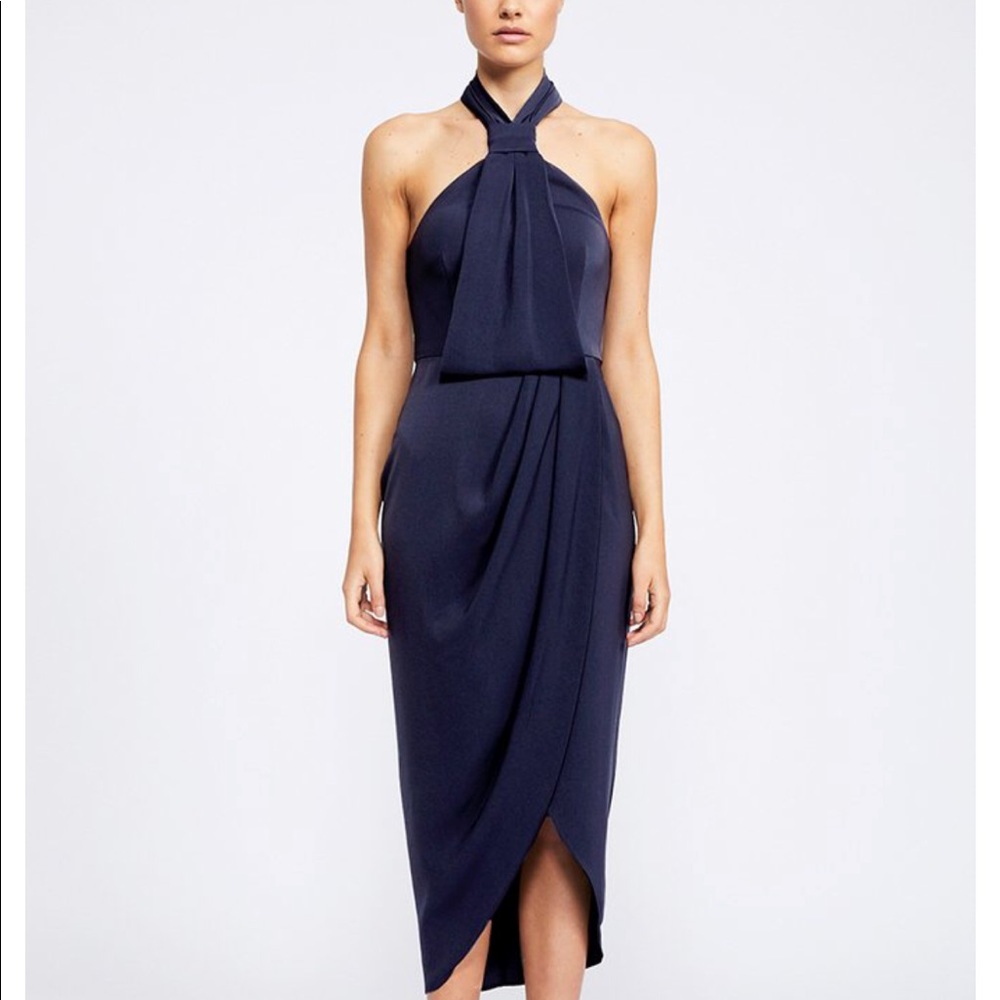 Core Knot Draped Dress - Bright Navy